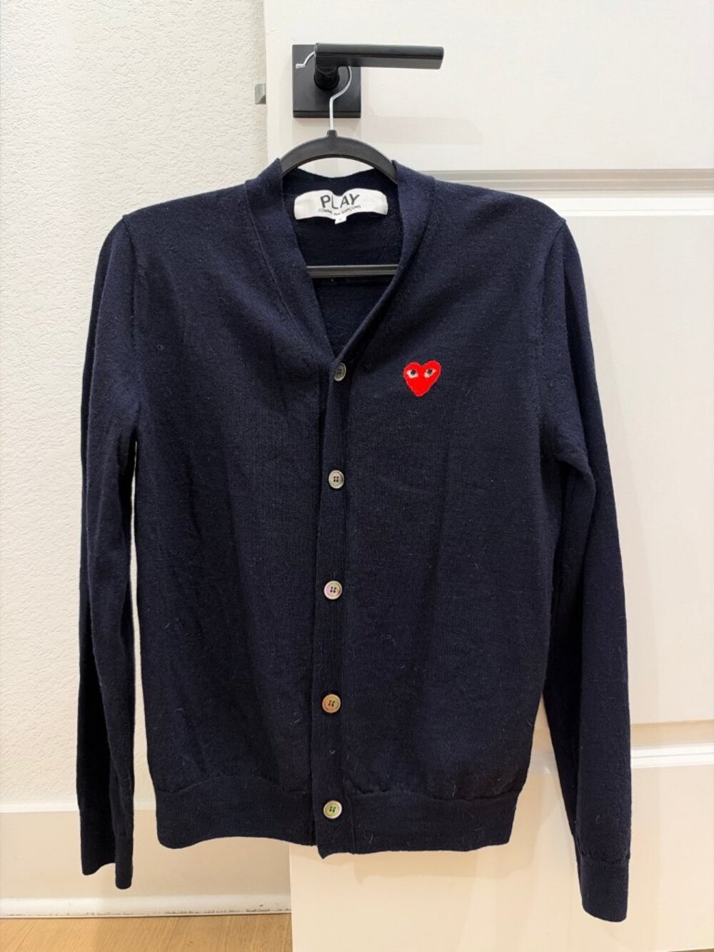 PLAY Comme des Garçons Heart Cardigan, Women's L, Navy